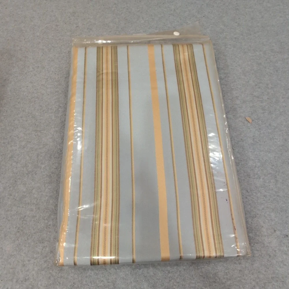 Rodeo Home Table Cloth Rectangular Striped Moss Aqua Tan Seats 6-8 New - Picture 3 of 3